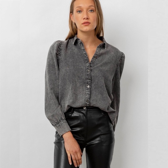Rails Tops - Rails Angelica Shirt in Black Acid Wash
